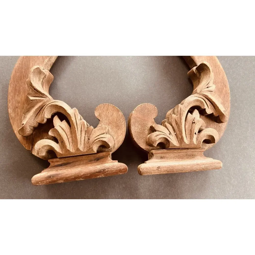 Antique Victorian Carved Oak Dresser Mirror Supports Standards Pair c1900